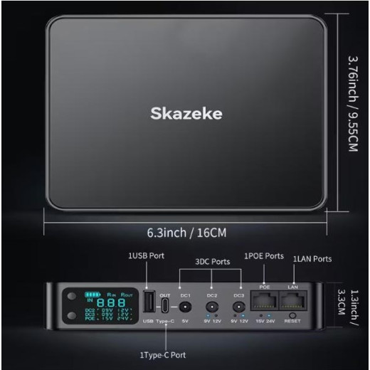 Портативний міні UPS Skazeke 18000mAh з регульованою напругою (6 виходів) та вбудованим блоком живленням - ADR2p