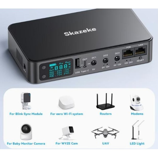 Skazeke Mini UPS DR2p 18000 мА·год з регульованою напругою 5V 9V 12V 15V 24V, адаптер живлення 12V в подарунок - DR2p