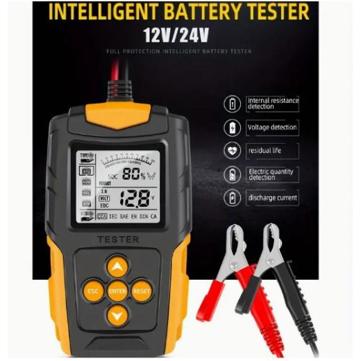 FBT-200, тестер акумулятора для автомобілів 12V та 24V, з LCD-дисплеєм - FBT-200