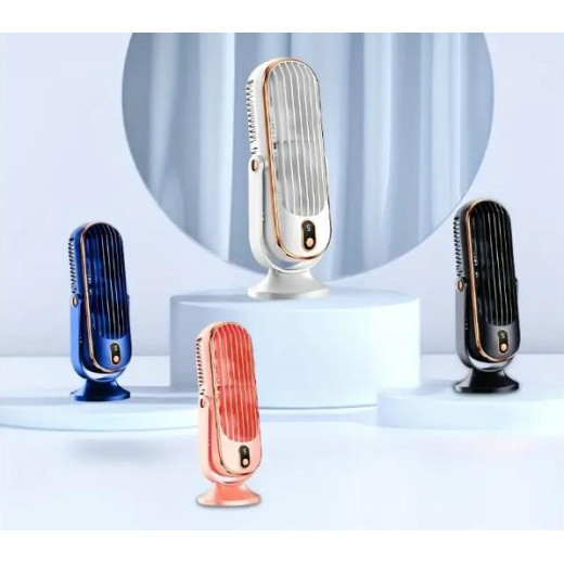 Портативний двомоторний USB-вентилятор із LED-дисплеєм, 5 швидкостей, до 5 годин роботи - QW62048