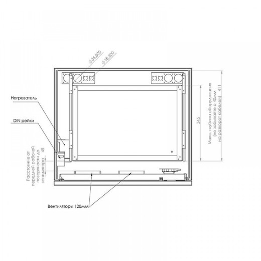 Кліматична шафа CSV 7U-450 PPP зовнішнього виконання, 19", IP54, з обігрівом та вентиляцією - CSV 7U-450 PPP