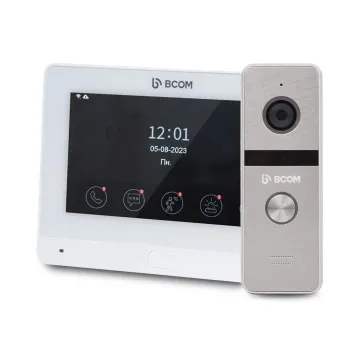 Комплект Wi-Fi відеодомофона 7" BCOM BD-760FHD/T White + виклична панель BCOM BT-400FHD Silver, Tuya Smart, Full HD