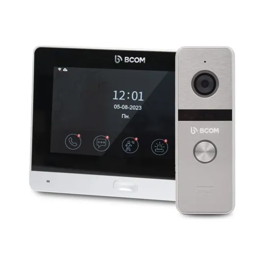 Комплект Wi-Fi відеодомофона 7" BCOM BD-760FHD/T Silver + виклична панель BCOM BT-400FHD Silver, Tuya Smart, Full HD - 2488773