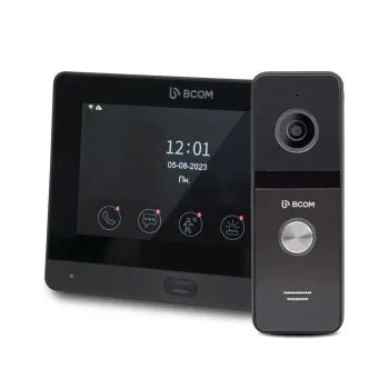 Комплект Wi-Fi відеодомофона 7" BCOM BD-760FHD/T Black + виклична панель BCOM BT-400FHD Black, Tuya Smart, Full HD