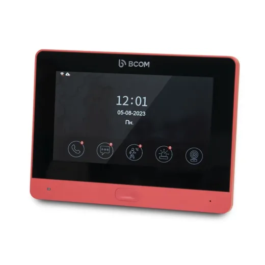 Комплект Wi-Fi відеодомофона 7" BCOM BD-760FHD/T Red + виклична панель BCOM BT-400FHD Black, Tuya Smart, Full HD - 2488777