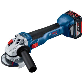Bosch GWS 18V-10 Professional, акумуляторна кутова шліфмашина 125 мм, 2 акумулятори GBA 18V 5.0Ah, зарядний пристрій GAL 1880 CV