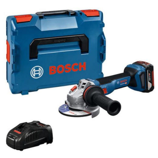 Bosch GWS 18V-11 S Professional, акумуляторна кутова шліфмашина 125 мм, безщітковий двигун, 1 акумулятор 5.0 Ah, зарядний пристрій GAL 1880 CV, кейс L-BOXX 136 - 0.601.9N4.003