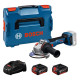 Bosch GWS 18V-11 Professional, акумуляторна кутова шліфмашина 125 мм, безщітковий двигун, 2 акумулятори 5.0 Ah, зарядний пристрій GAL 1880 CV, кейс L-BOXX 136