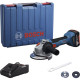 Bosch GWS 18V-8 Professional, акумуляторна кутова шліфмашина 125 мм, безщітковий двигун, 1 АКБ GBA 4.0 Ah, зарядний пристрій GAL 18V-40, кейс
