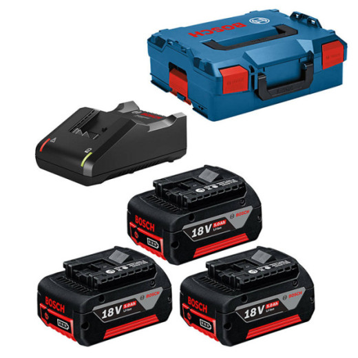 Bosch GBA 18V 5.0Ah + GAL 18-40 CV + L-BOXX (0615990L3T), набір 3 акумулятори 18 В 5.0 Ah та зарядний пристрій у кейсі L-BOXX - 0.615.990.L3T