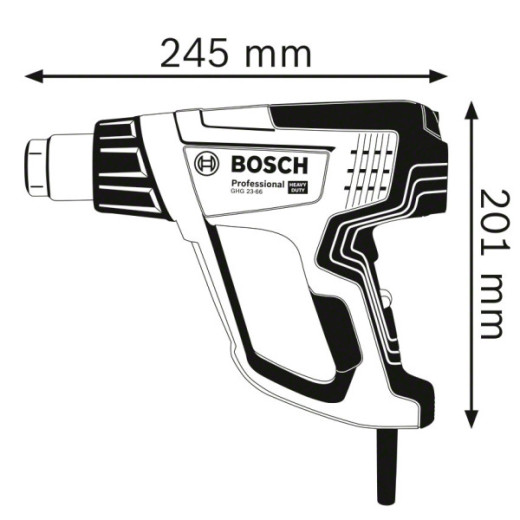 Bosch GHG 23-66 Professional, технічний фен потужністю 2300 Вт з цифровим регулюванням температури та двома насадками - 0.601.2A6.300