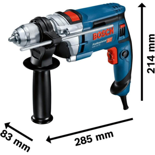 Bosch GSB 16 RE Professional, ударний дриль 750 Вт, патрон 13 мм, реверс, регулювання обертів, кейс - 0.601.14E.500