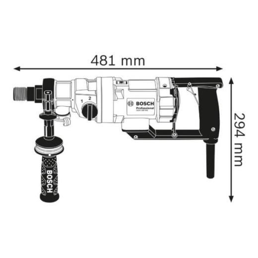 Bosch GDB 180 WE Professional, дриль алмазного свердління 2000 Вт, 2-швидкісний редуктор, свердління до 180 мм, плавний пуск, захист від перевантаження, кейс - 0.601.189.800