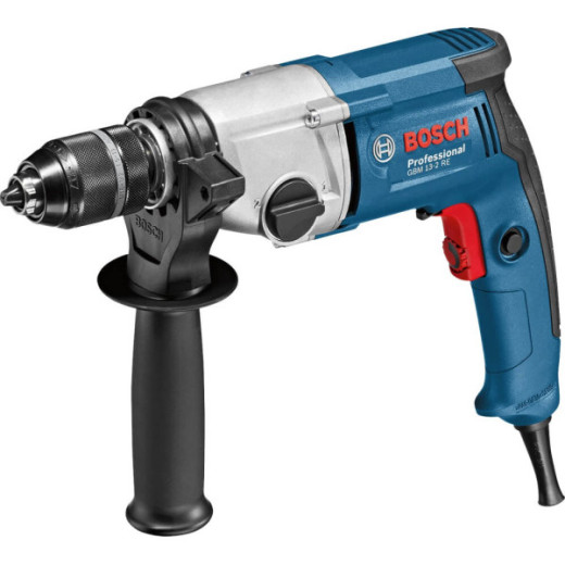 Bosch GBM 13-2 RE Professional, безударний дриль 750 Вт, 2-швидкісний редуктор, патрон 13 мм, реверс, регулювання обертів - 0.601.1B2.000