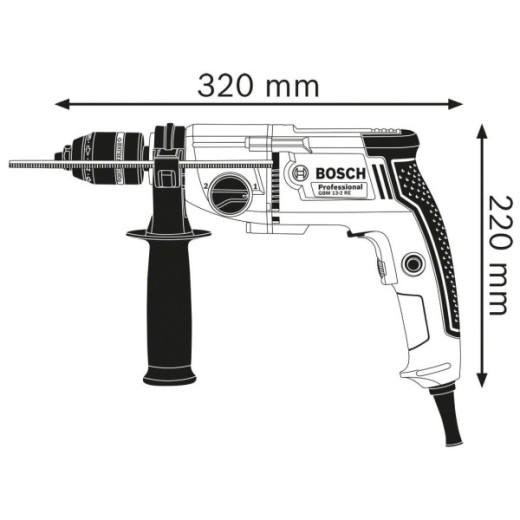 Bosch GBM 13-2 RE Professional, безударний дриль 750 Вт, 2-швидкісний редуктор, патрон 13 мм, реверс, регулювання обертів - 0.601.1B2.000