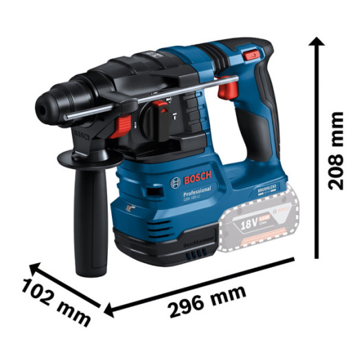 Bosch GSR 18V-65 + GBH 18V-22 + GWS 18V-8 Professional, набір акумуляторних інструментів, 2 акб GBA 18V 5.0 Ah та зарядний пристрій GAL 18V-40, з трьома кейсами L-BOXX - 0.615.A50.09G