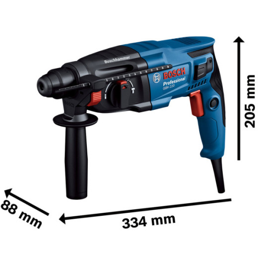 Перфоратор Bosch GBH 220 Professional SDS-Plus 720 Вт, 2 Дж, 3 режими роботи, кейс - 0.611.2A6.020