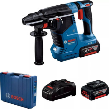 Bosch GBH 187-Li Professional, акумуляторний перфоратор SDS-Plus, 18 В, 2 акумулятори GBA 18V 5.0 Ah, зарядний пристрій GAL 1880 CV, кейс