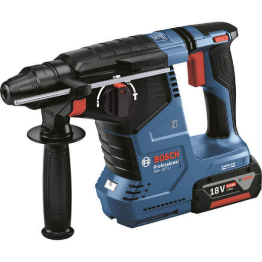 Bosch GBH 187-Li Professional, акумуляторний перфоратор SDS-Plus, 18 В, 2 акумулятори GBA 18V 5.0 Ah, зарядний пристрій GAL 1880 CV, кейс - 0.611.923.021