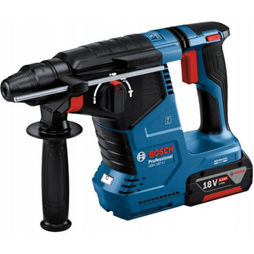 Bosch GBH 187-Li Professional, акумуляторний перфоратор SDS-Plus, 18 В, 2.4 Дж, акумулятор GBA 18V 5.0 Ah, зарядний пристрій GAL 18V-40, кейс - 0.611.923.022
