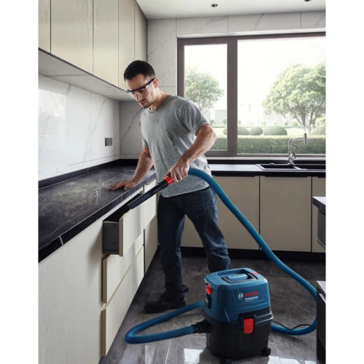 Bosch GAS 15 PS Professional, професійний будівельний пилосос для сухого та вологого прибирання, 1100 Вт, контейнер 15 л, розетка для електроінструменту - 0.601.9E5.100