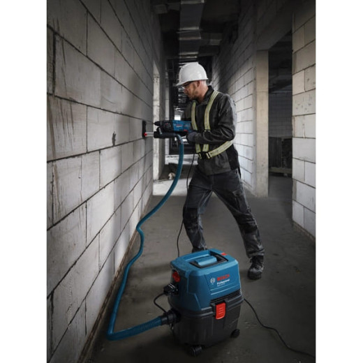 Bosch GAS 15 PS Professional, професійний будівельний пилосос для сухого та вологого прибирання, 1100 Вт, контейнер 15 л, розетка для електроінструменту - 0.601.9E5.100