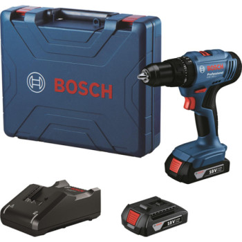 Bosch GSB 183-LI Professional, акумуляторний ударний дриль-шуруповерт, 2 акумулятори 18 В 2.0 Ah, зарядний пристрій GAL 18V-20, кейс