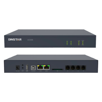 Dinstar UC200-2S2O-30C, IP PBX, 2 FXS, 2 FXO, до 500 користувачів, 30 одночасних дзвінків