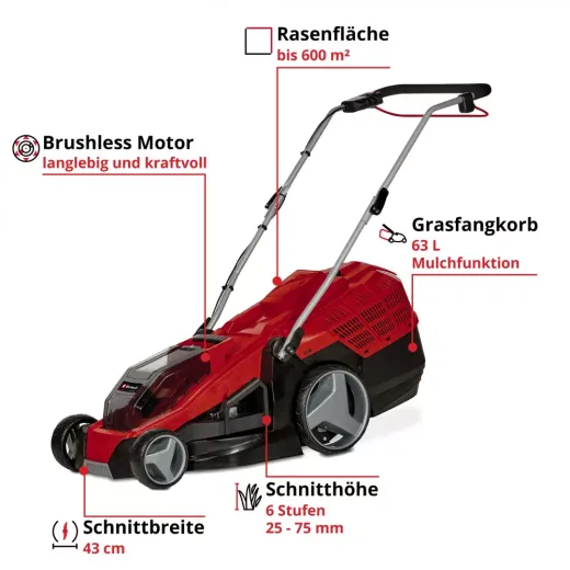 Газонокосарка акумуляторна Einhell GE-CM 36/43 Li M-Solo - 3413246