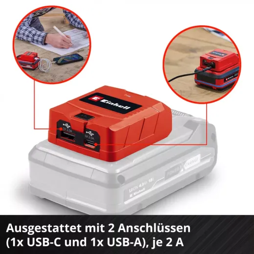 Акумуляторний адаптер для зарядки USB-пристроїв Einhell TC-CP 18 Li USB A/C-Solo - 4514148