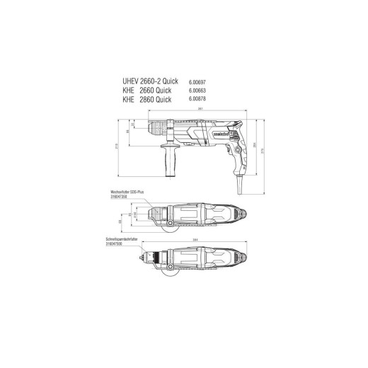 Комбінований перфоратор Metabo KHE 2860 Quick metaBOX 145 L - 600878500