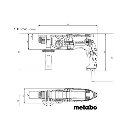 Комбінований перфоратор Metabo KHE 2245 SDS-Plus 800Вт - 601708500