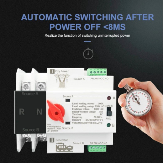 Автомат вводу резерву ATS1 2P 63A, Energio - ATS1-263