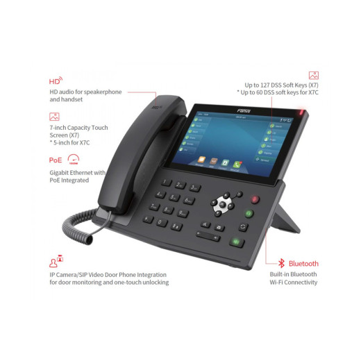 Fanvil X7, sip телефон з великим 7-дюймовим екраном, 20 SIP-акаунтів, PoE - X7