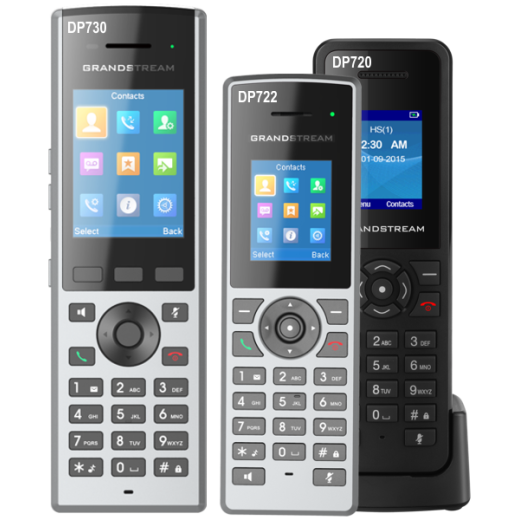 Grandstream DP730, ip-dect телефон, 10 sip акаунтів, 3 програм. клавіші, 2.4" екран, акселерометр, вібродзвінок  - DP730