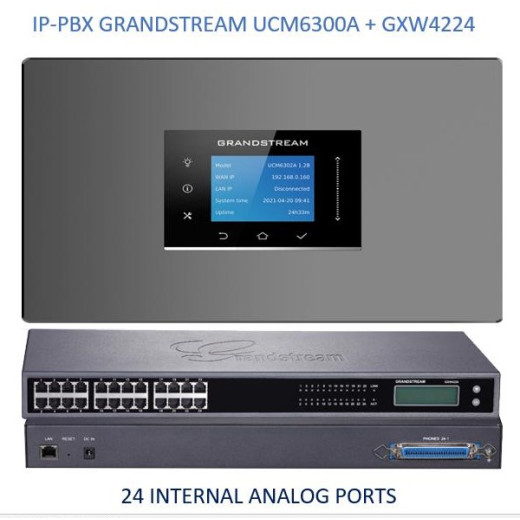 Grandstream UCM6300A, ip атс, 24 внутрішніх FXS, до 200 ip-абонентів, до 50 одночасних викликів, без FXO - UCM6300A-24