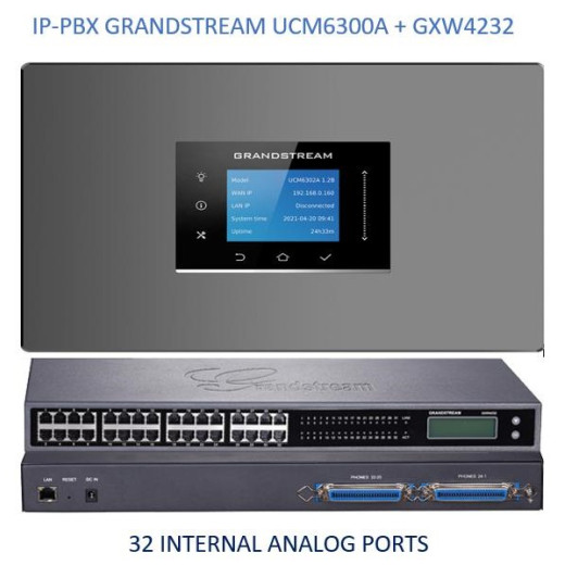 Grandstream UCM6300A, ip атс, 32 внутрішніх FXS, до 200 ip-абонентів, до 50 одночасних викликів, без FXO - UCM6300A-32