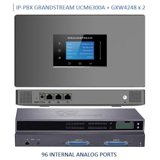 Grandstream UCM6300A, ip атс, 96 внутрішніх FXS, до 200 ip-абонентів, до 50 одночасних викликів, без FXO - UCM6300A-96