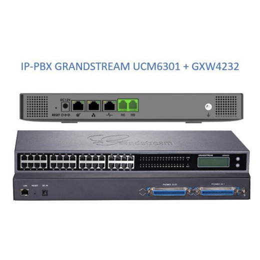 Grandstream UCM6301, ip атс, 33хFXS, 1xFXO до 500 ip абонентів/75 одночасних викликів, RemoteConnect, 1xWAN, 1xLAN, HA - UCM6301-33