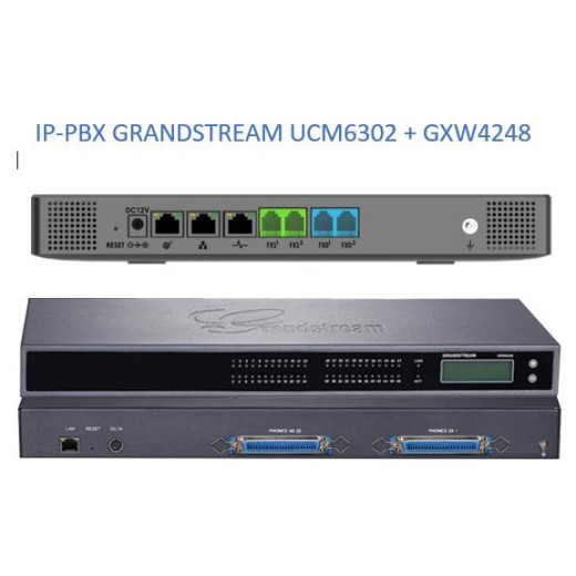 Grandstream UCM6302, ip атс, 50хFXS, 2xFXO, до 1000 абонентів/150 одночасних викликів, RemoteConnect, 1xWAN, 1xLAN, HA - UCM6302-50