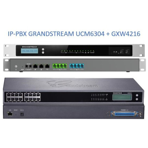 Grandstream UCM6304, ip атс, 20хFXS, 4xFXO, до 2000 абонентів/300 одночасних викликів, RemoteConnect, 1xWAN, 1xLAN, HA - UCM6304-20