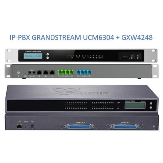 Grandstream UCM6304, ip атс, 52хFXS, 4xFXO, до 2000 абонентів/300 одночасних викликів, RemoteConnect, 1xWAN, 1xLAN, HA - UCM6304-52
