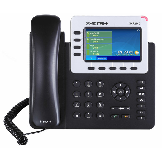 Grandstream GXP2140, ip-телефон, 4 SIP акаунти, 4 лінії, кольоровий LCD, (1GbE)Gigabit Ethernet, до 4-х GXP2200EXT, USB, Bluetooth, PoE  - GXP2140
