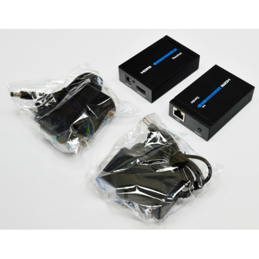 HDMI подовжувач 60м FullHD по 1 кабелю Cat.5e, 6 з блоком живлення - LW-HDEX-002