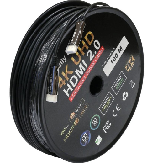 HDMI 2.0 патчкорд 100 м, 4K UHD, 18 Гбіт/с, оптичний (AOC) - LW-HA-100