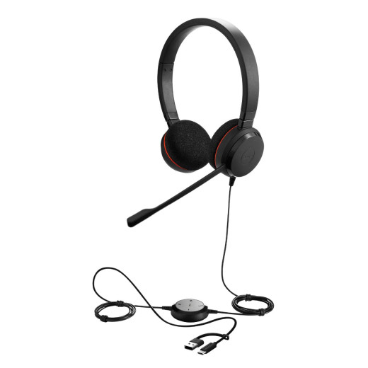 Jabra Evolve 20, USB C/A, MS Stereo (4999-823-169), дротова стерео гарнітура  - 4999-823-169