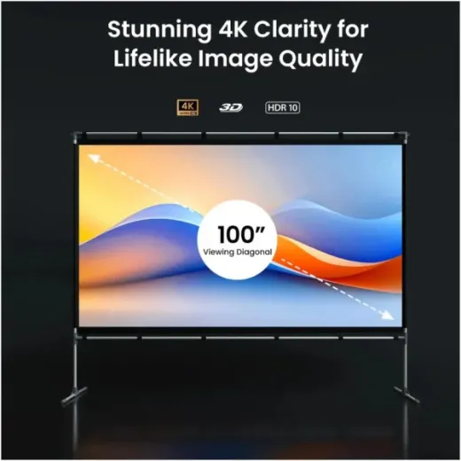 JMGO 100 J0A-7P2, портативний проекційний екран 100", 16:9, 4K HDR, зі стійкою - 6959422615283