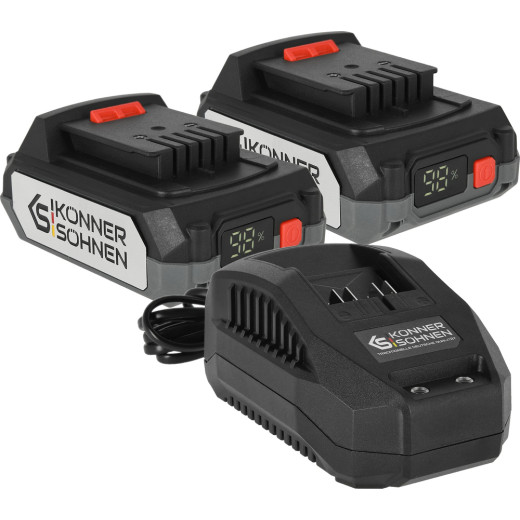 Könner & Söhnen KS 20V2-1-DUAL, комплект із двох акумуляторів 20 В 2 А·год та зарядного пристрою - KS20V2-1-DUAL