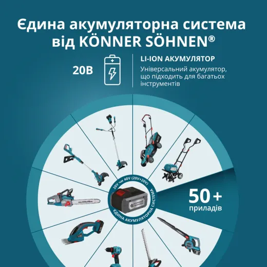 Könner & Söhnen KS 20V2-1-KIT, комплект акумулятора 20 В 2 А·год та зарядного пристрою - KS20V2-1-KIT