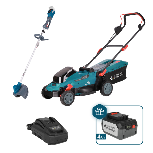 Könner & Söhnen KS 33LM-BCT20V-SET, комплект акумуляторної газонокосарки 20 В та акумуляторного тримера 20 В - KS33LM-BCT20V-SET	